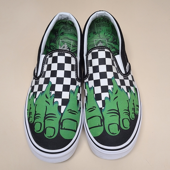 Vans X Marvel Incredible Hulk Checkerboard classic slip skateboard shoes size 9 - Picture 3 of 11
